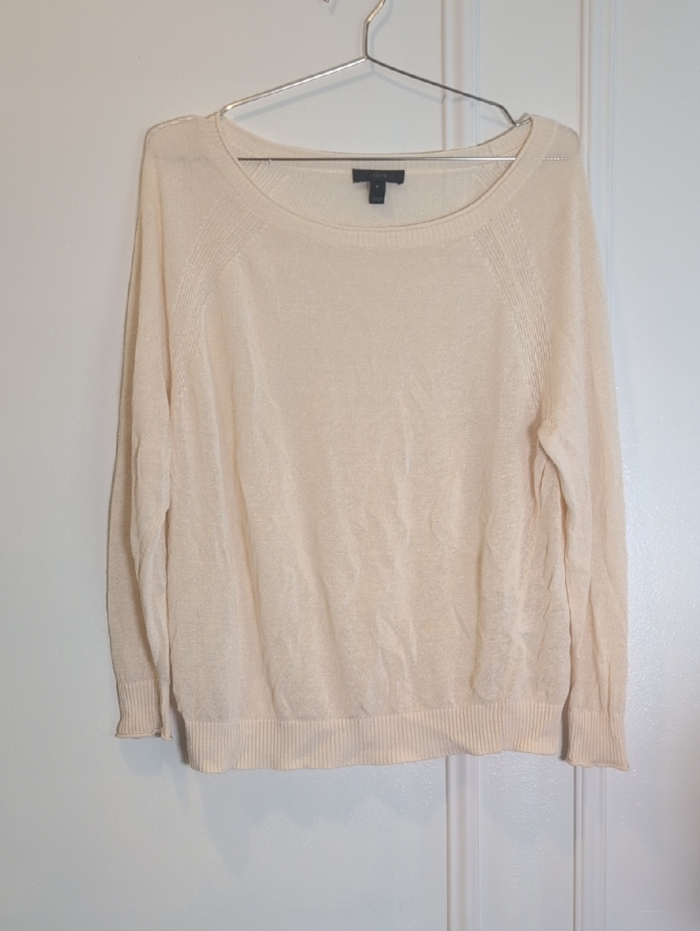 J. Crew Cream Linen Scoop Neck Lightweight Knit Sweater